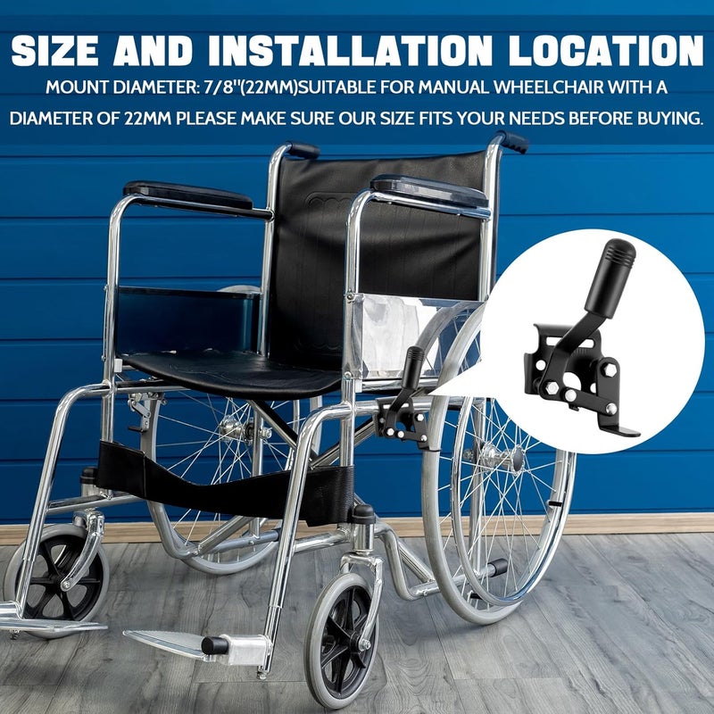 DaisyInner Heavy Duty Wheelchair Brakes Wheel Locks (Pack of 2) Wheelchair Parts Mount Bolt on Style for 7/8 Inch Tubing Universal Wheel Lock Brake Assembly Medical Transport Chair Brake Side(Black) - Image 2
